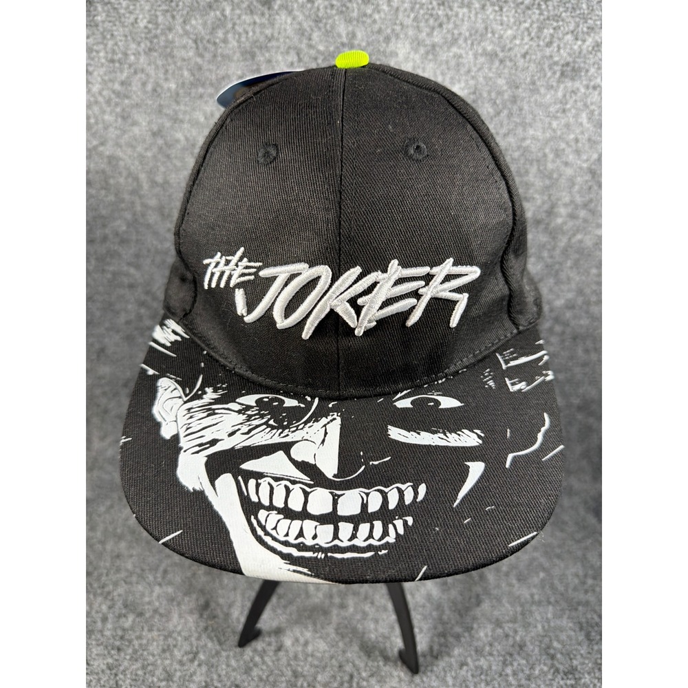 DC Comics The‎ Joker Snapback Hat Black White Graphic Flat Brim Berkshire OSFM